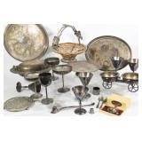 Silverplate Trays, Stemware, Cutlery, Infusesr