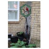 Cardinal Stain Glass on Metal Stand Garden Decor