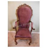 Carved Walnut Victorian Period Antique Armchair