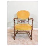 Carved Walnut Turned Occasional Arm Chair