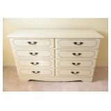 Mid Century Eight Drawer White Finish Dresser