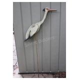 Still Blue Heron LARGE Wood & Metal Carving