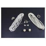 Faux Long Strand Necklaces & Earring Sets