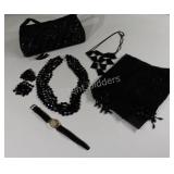 Beaded Purse, Scarf, Bolova Watch & Necklaces