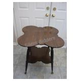 Clover Leaf Walnut Two Tier Glass Ball & Claw Feet