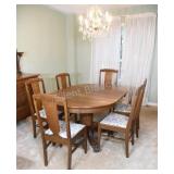 Oak Pedestal Table with Paw Carved Feet