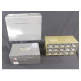 Three Metal Storage Drawers & Boxes