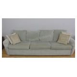 Mint Green Velour Three Seater Arm Couch