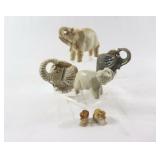 Elephant Hand Carved Stone & Ceramic Sculptures