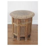 Wood Carved Portable Intricate Side Table