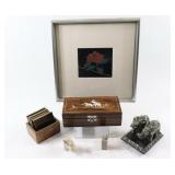 Wajima Lacquer Framed Artwork, Trinket Box,