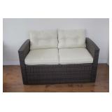 Solarium All-Weather Wicker Love Seat & Cushions