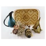 Brass Sail Ships & Mask, Shell Floral, BMP Pitcher