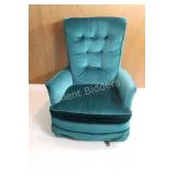 Mid Century Turquoise Swivel Rocking Chair