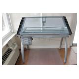 Brushed Chrome - Adjustable Glass Artist Table