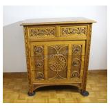 Hand-Carved 19thC Solid Oak High Boy