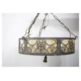 Antique Slag Glass Hanging Chandelier