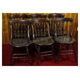 Set of Six Wood Turned Chairs with Round Seats