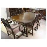 Union Furniture Carved Dining Table & Six Chairs