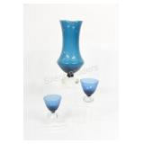 Martini Art Glass Set for Two & Lidded Dish