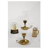 Norman Rockwell Globe, Solid Brass Candle Holders