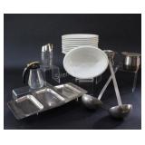 Retro Diner Thick Oval Plates & Ladles & Syrup