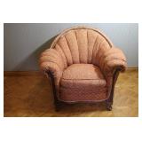 Carved Oval Back Thick Arm & Back Chair