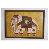 Framed Silk Hand Painted & Dyed Elephant