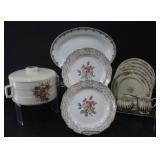22K Gold Plates, Serving Dishes, Cream & Sugar Set