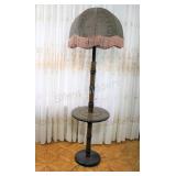Table Floor Lamp with Wicker Weave Cane Shade
