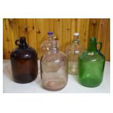 Green, Brown & Clear Finger Gallon Glass Jugs