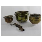 Brass & Copper Footed Vases & Door Chimes
