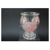 Embossed Clear & Rose Footed Vase