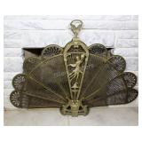 Brass Peacock Fan Style Fireplace Screen