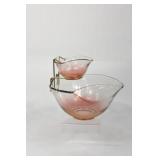 Retro Cranberry & Clear Chip and Dip Holder