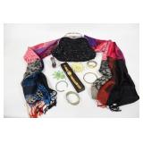Pashmina, Beaded Purse, Retro Brooches & Bracelet