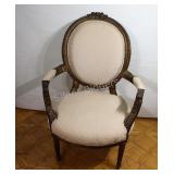 Victorian Carved Wood Circular Back  Arm Chair