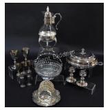Silver Plate Coffee Pot, Casserole Dish, Condiment