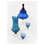 Martini Art Glass Set for Two & Lidded Dish