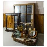 Six Pane Wood Frame, Wicker Braided Tray