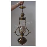 Brass Hanging Hurricane Lamp Fixture