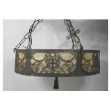 Antique Slag Glass Hanging Chandelier