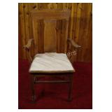 Set of Two Arm Carved Oak Wood Chairs