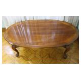 Oval Cabriole Legs Wood & Burl Coffee Table