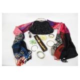 Pashmina, Beaded Purse, Retro Brooches & Bracelet