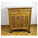 Hand-Carved 19thC Solid Oak High Boy