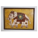 Framed Silk Hand Painted & Dyed Elephant
