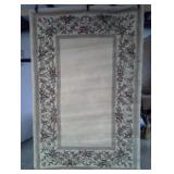 Ivory Floral Border Area Rug-