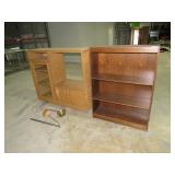 TV Stand, Bookshelf, Antique Ladles-