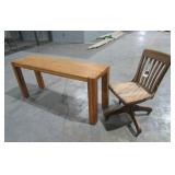 Butcher Block Table and Rolling Chair-